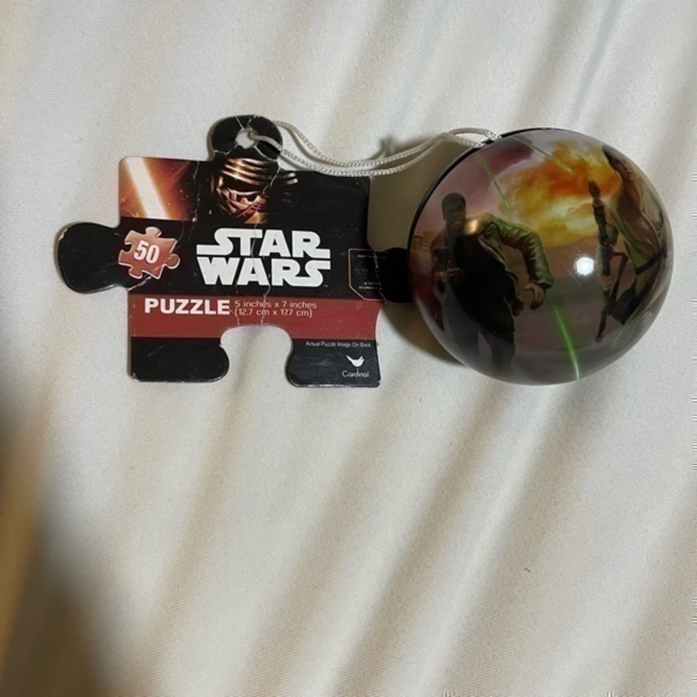 Star Wars Ornament Ball With 50 Piece Puzzle 5 inches x 7 inches Disney Puzzle